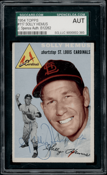 1954 Topps Solly Hemus #117 SGC Authentic Auto front of card