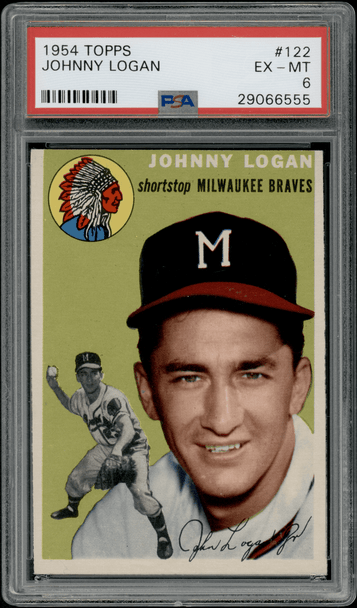 1954 Topps Johnny Logan #122 PSA 6 front of card