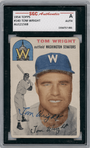 1954 Topps Tom Wright #140 SGC Authentic Auto front of card