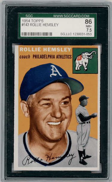 1954 Topps Rollie Hemsley #143 SGC 7.5 front of card