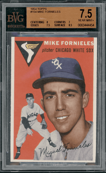 1954 Topps Mike Fornieles #154 BVG 7.5 front of card