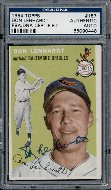 1954 Topps Don Lenhardt #157 PSA Authentic Auto front of card