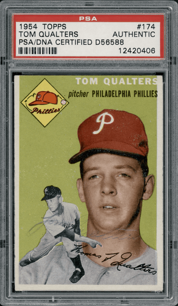 1954 Topps Tom Qualters #174 PSA Authentic Auto front of card