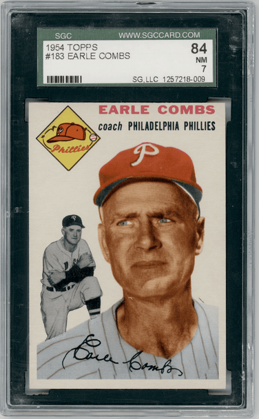 1954 Topps Earle Combs #183 SGC 7 front of card