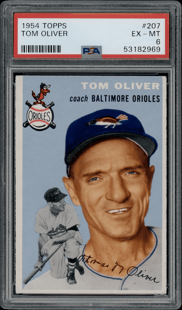 1954 Topps Tom Oliver #207 PSA 6 front of card