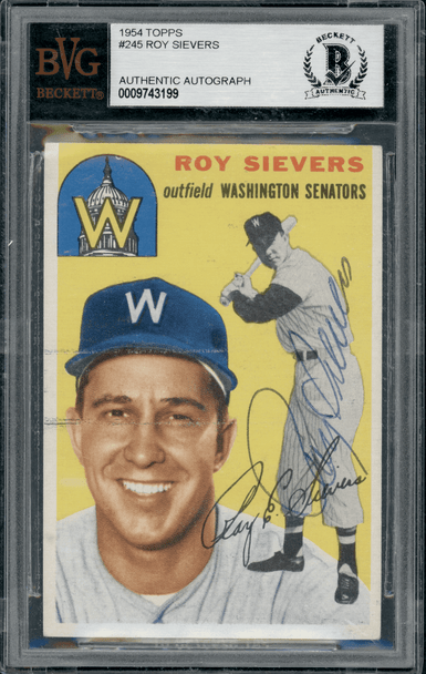 1954 Topps Roy Sievers #245 BVG Authentic Auto front of card