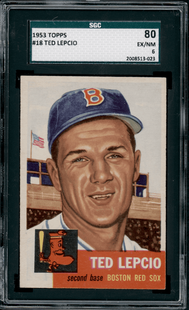 1953 Topps Ted Lepcio #18 SGC 6 front of card