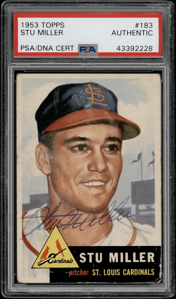 1953 Topps Stu Miller #183 PSA Authentic Auto front of card