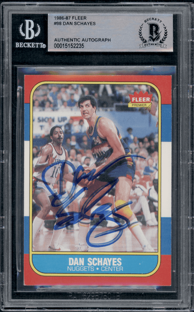 1986 Fleer Danny Schayes #98 BVG Authentic Auto front of card