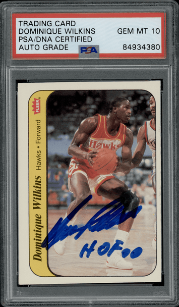 1986 Fleer Dominique Wilkins #Sticker - 11 PSA Auto 10 front of card