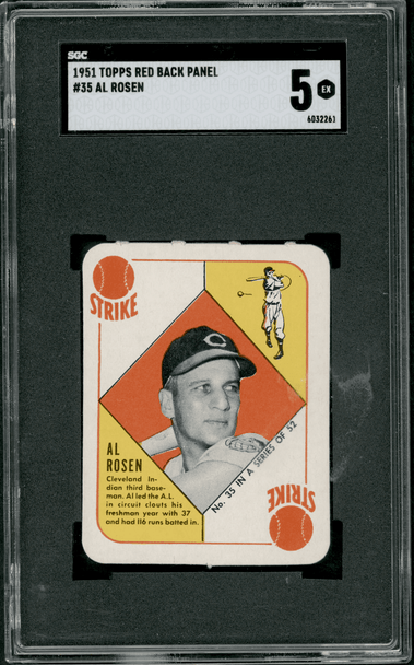 1951 Topps Al Rosen #35 Red Back SGC 5 front of card