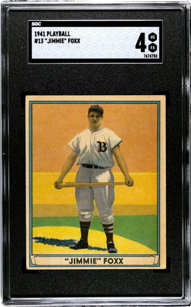 1941 Play Ball Jimmie Foxx #13 SGC 4 front of card