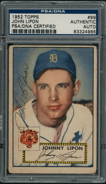 1952 Topps John Lipon #89 PSA Authentic Auto front of card