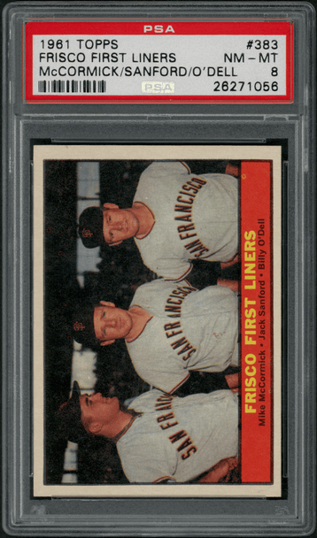 1961 Topps Frisco First Liners #383 PSA 8 front of card
