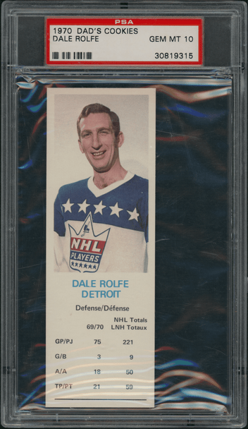 1970 Dad's Cookies Dale Rolfe PSA 10 front of card