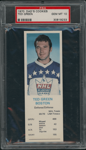 1970 Dad's Cookies Ted Green PSA 10 front of card