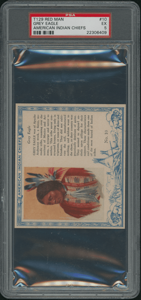 1954 T129 Red Man Tobacco Grey Eagle #10 American Indian Chiefs PSA 5 front of card