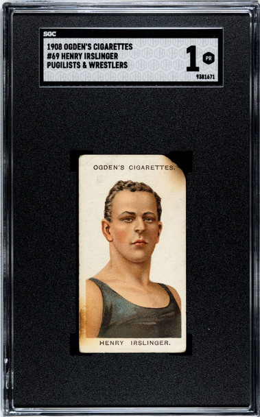 1908 Ogden's Cigarettes Henry Irslinger #69 Pugilists & Wrestlers SGC 1 front of card