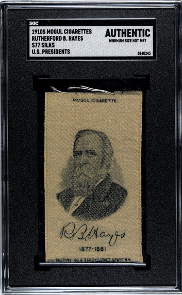 1910 Mogul Cigarettes S77 Silks Rutherford B Hayes U.S. Presidents SGC A front of card