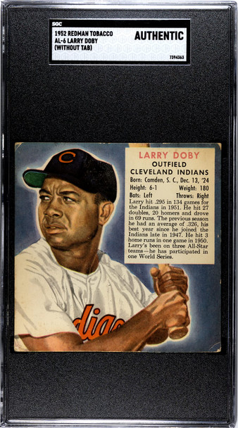 1952 Redman Tobacco Larry Doby Without tab #AL-6 SGC A front of card