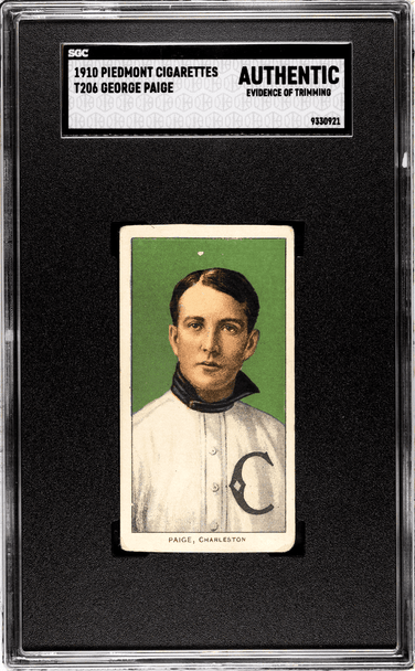 1910 T206 George Paige Piedmont 350 SGC Authentic front of card