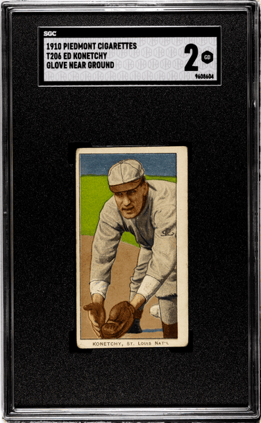 1910 T206 Ed Konetchy Golve Near Ground Piedmont 350 SGC 2 front of card