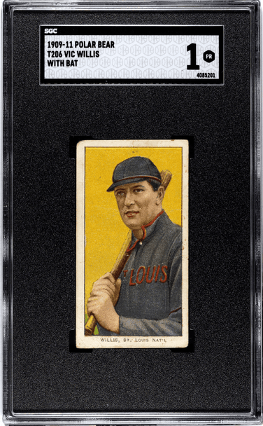 1909-11 T206 Vic Willis With Bat Polar Bear SGC 1 front of card