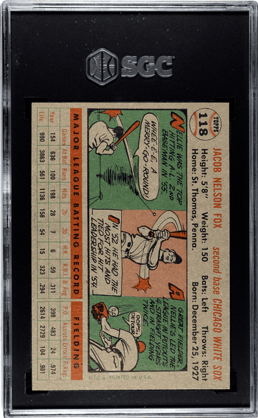 1956 Topps Nellie Fox Gray Back #118 SGC 7.5 front of card