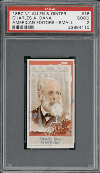 1887 N1 Allen & Ginter Charles A. Dana The New York Sun #16 American Editors PSA 2 front of card