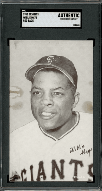 1962 Exhibits Willie Mays Red Back SGC Authentic front of card