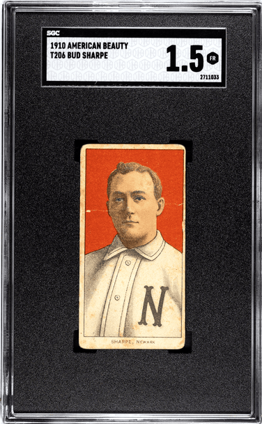 1910 T206 Bud Sharpe American Beauty SGC 1.5 front of card