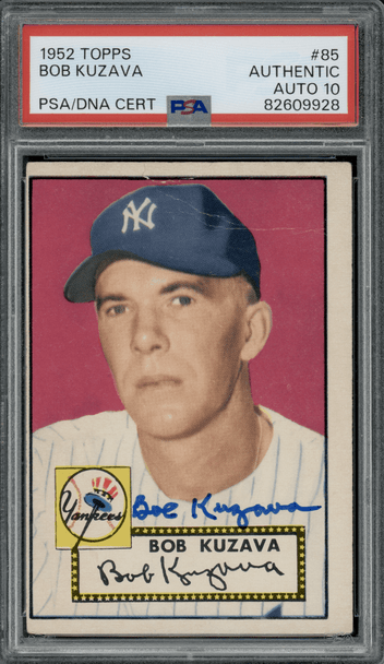 1952 Topps Bob Kuzava On-Card Autograph #85 PSA Authentic front of card