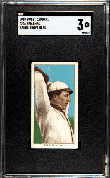 1910 T206 Red Ames Hands Above Head Sweet Caporal 350 SGC 3 front of card