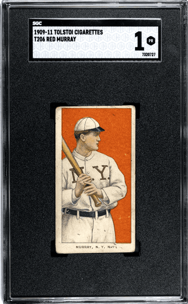 1910 T206 Red Murray Batting Tolstoi SGC 1 front of card