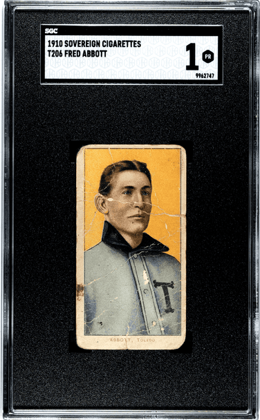 1909 T206 Fred Abbott Sovereign 350 SGC 1 front of card