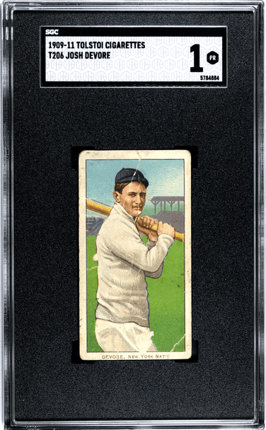 1909-11 T206 Josh DeVore From the Red Tape find. Tolstoi SGC 1 front of card