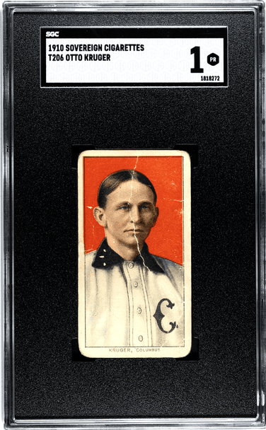 1910 T206 Otto Kruger Sovereign 350 SGC 1 front of card