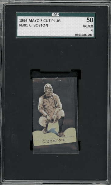 1896 N301 Mayo's Cut Plug Catcher Boston Die-cut SGC 4 front of card