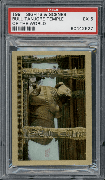 1911-12 T99 Bull Tanjore Temple Pan Handle Scrap Sights and Scenes PSA 5 front of card