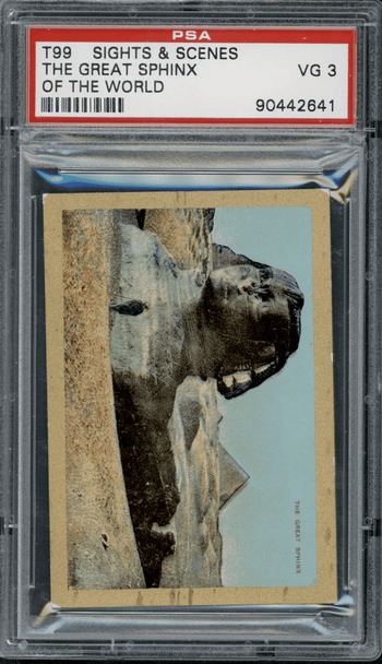 1911-12 T99 Great Sphinx Pan Handle Scrap Sights and Scenes PSA 3 front of card