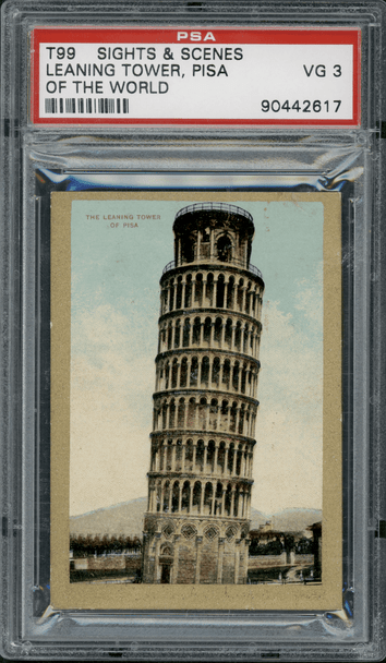 1911-12 T99 Leaning Tower of Pisa Pan Handle Scrap Sights and Scenes PSA 3 front of card