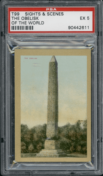 1911-12 T99 The Obelisk Pan Handle Scrap Sights and Scenes PSA 5 front of card