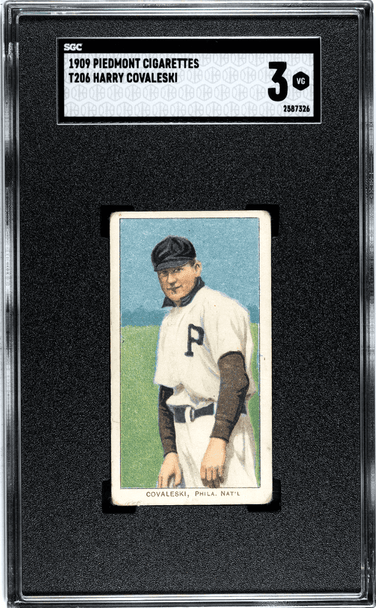 1909 T206 Harry Covaleski Piedmont 150 SGC 3 front of card