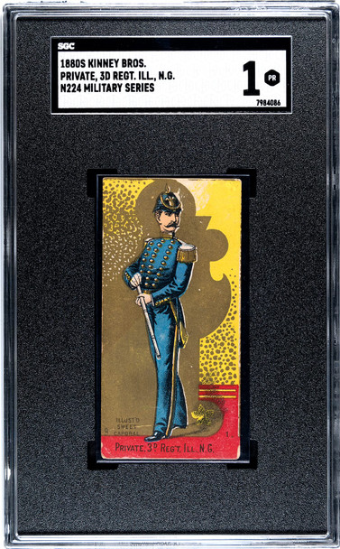 1880s N224 Kinney Bros Private 3rd Regt Ill Military Series SGC 1 front of card