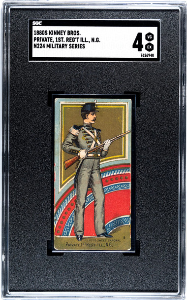 1880s N224 Kinney Bros Private 1st Regt Ill Military Series SGC 4 front of card