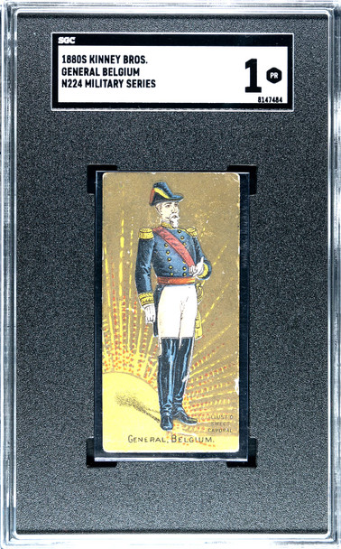 1880s N224 Kinney Bros General Belgium Military Series SGC 1 front of card