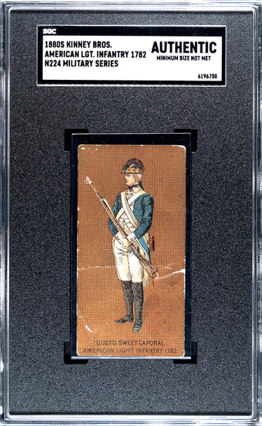 1880s N224 Kinney Bros American Lgt Infantry Military Series SGC Authentic front of card