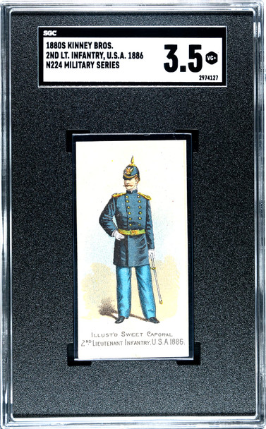 1880s N224 Kinney Bros 2nd Lt Infantry USA Military Series SGC 3.5 front of card