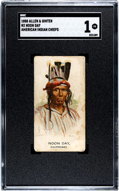 1888 N2 Allen & Ginter Noon Day American Indian Chiefs SGC 1 front of card