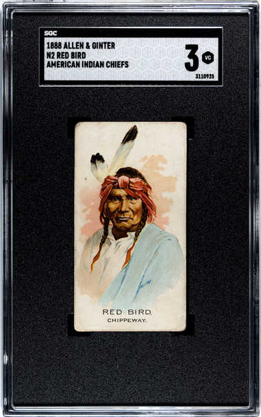 1888 N2 Allen & Ginter Red Bird American Indian Chiefs SGC 3 front of card
